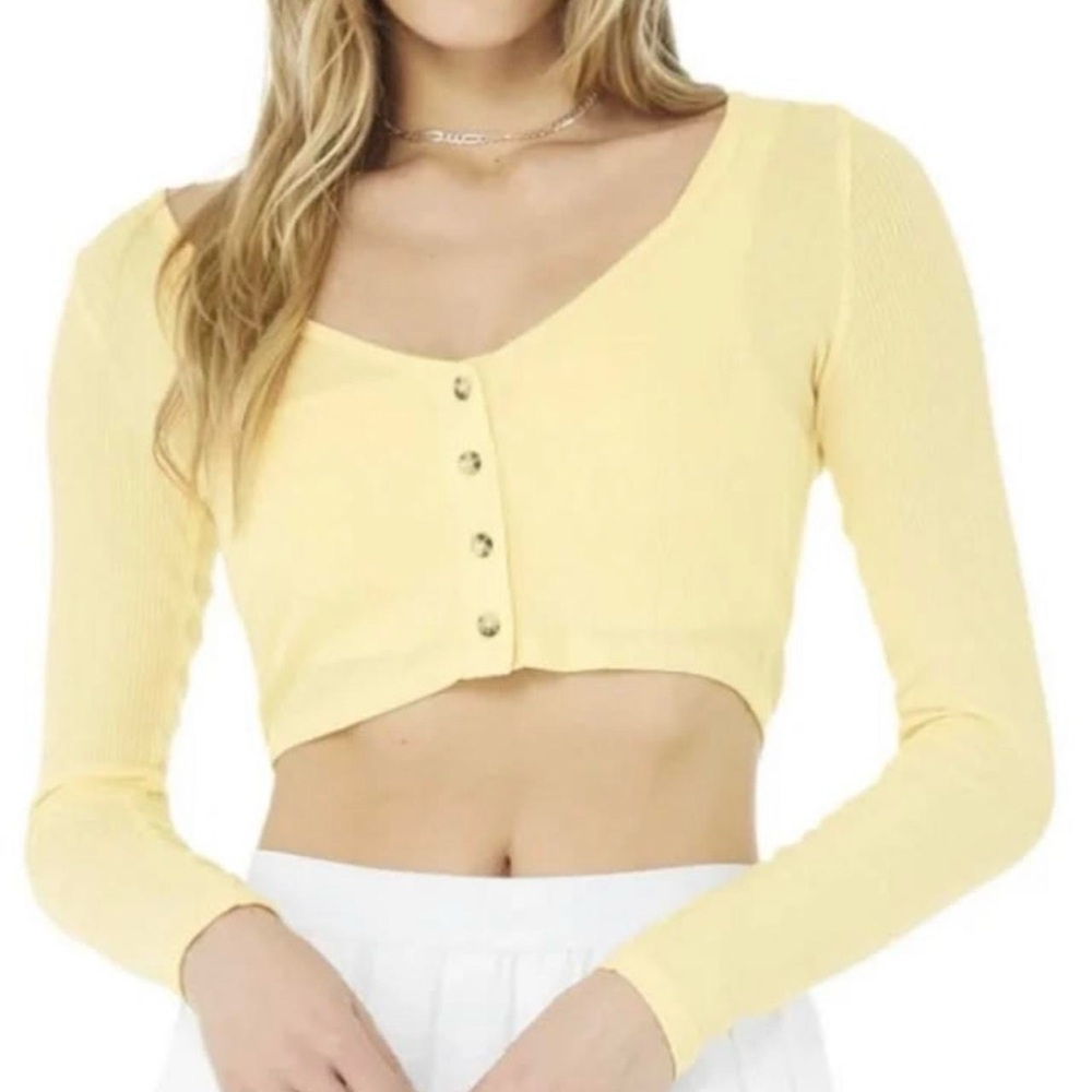 ALO Yoga Yellow whisper cardigan